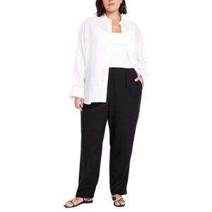 New Old Navy high rise straight taper pull on linen blend pants black jack 3X